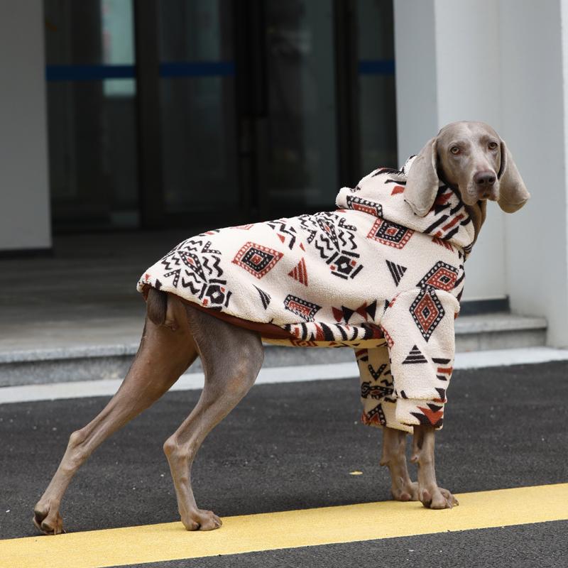 Winter Warm Dog Hoodies,Pet Hooded Pullovers For Large Breeds,Classic Christmas Printing Dogs Sweater Pajamas,For Husky Whippet