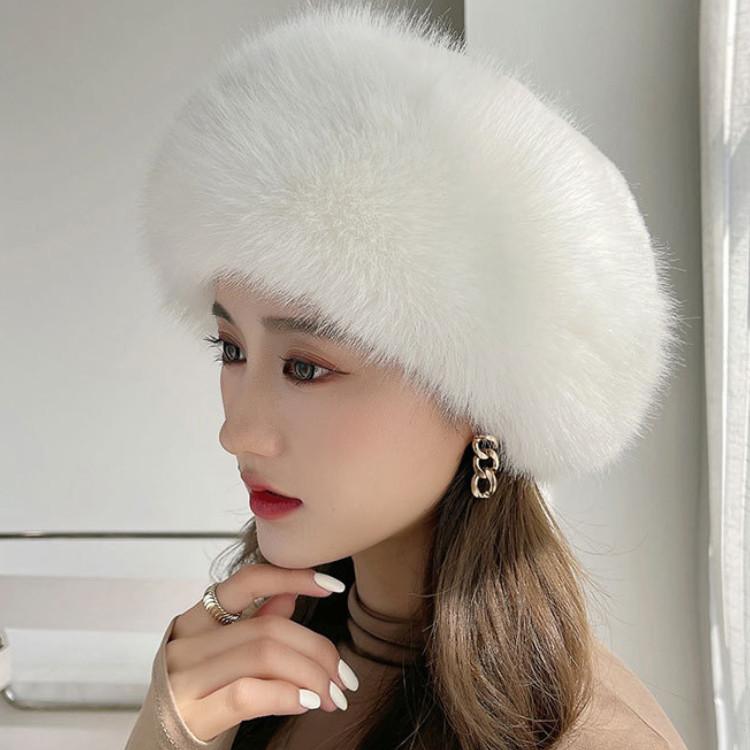

WTEMPO Women s Autumn Winter Cold-proof Windproof Solid Color Plush Hats Women s Verstaile Casual Retro Elegant Warm Ski Hats 1pc*one size белый