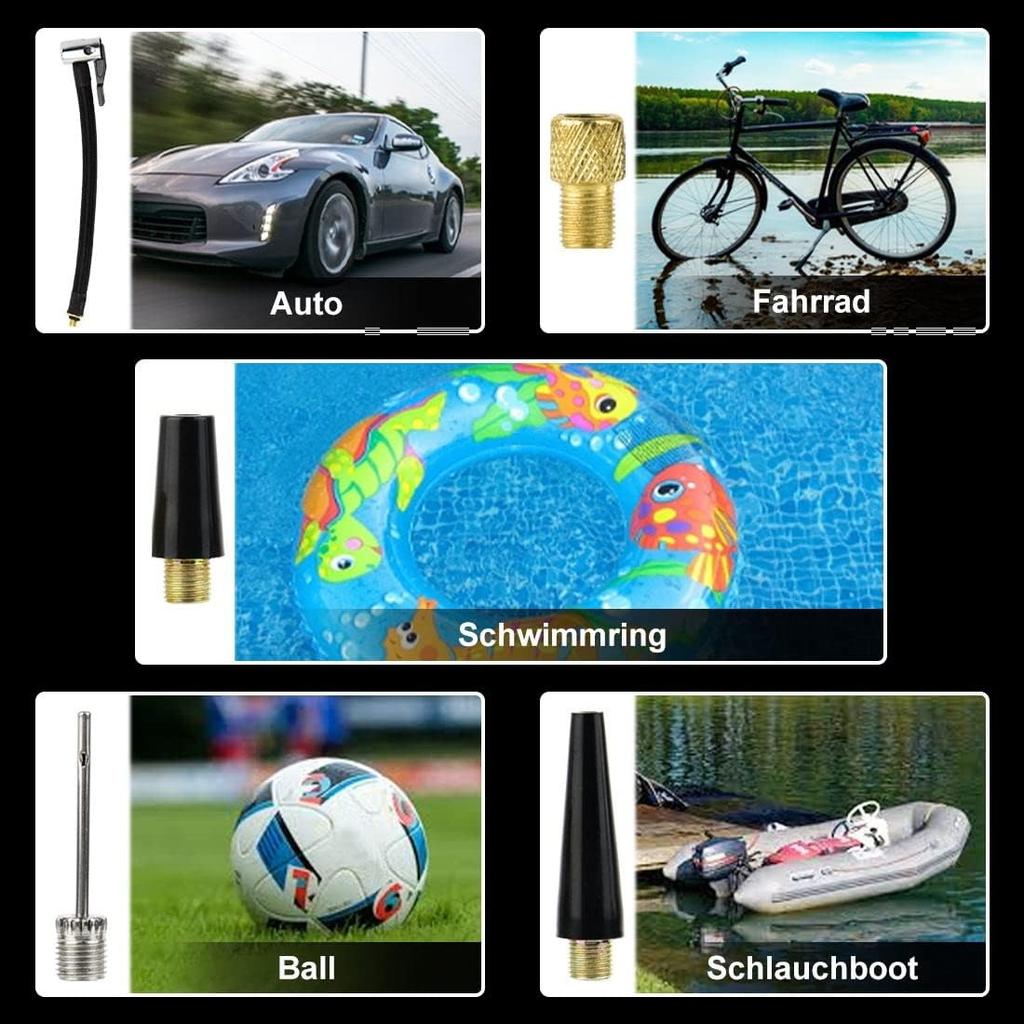 Pompă de aer electrică Baterie de 6000 mAh Mini compresor portabil Pompă electrică de 150 PSI cu afișaj digital și iluminare de urgență pentru motociclete, mașini