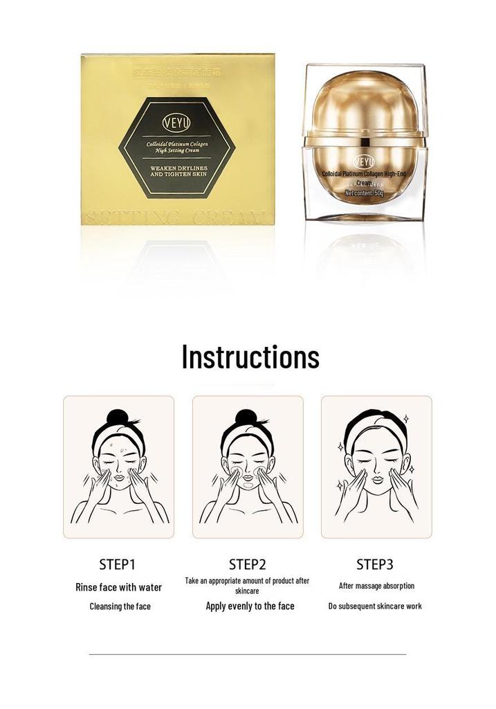 VEYU Colloidal Platinum Collagen Face Cream - Firming, Anti-Wrinkle, and Hydrating for Brightened Skin Tone.