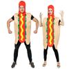Adult men's and women's funny hot dog party costumes, spoof food couple's stage performance clothes hot dog onesie