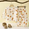 Children's Lightweight Cotton T-shirt Set - Summer Boys' Pajama Set For Kids, Girls' Casual Home Wear 2-piece Set