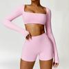 Winter Long Sleeve Yoga Suit for Outdoor Running - Brushed Fitness T-shirt
