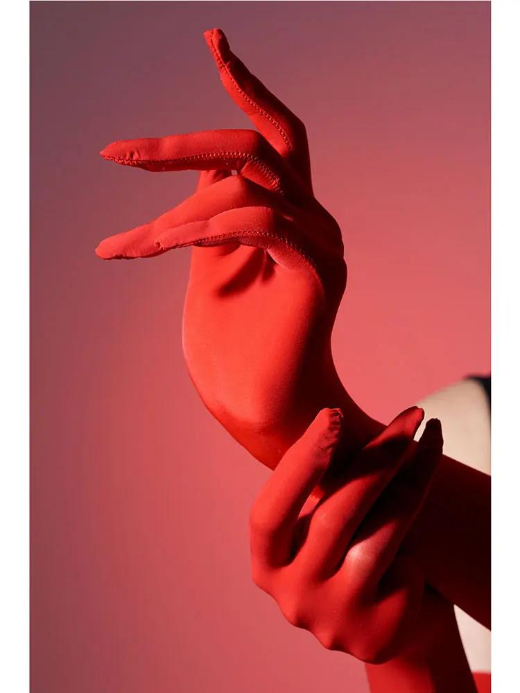 Sexy Oil Shiny High Elastic Sheer Ultrathin Sunscreen Driving Glove Elegant Party Woman Clothing New In Now Women'S Gloves