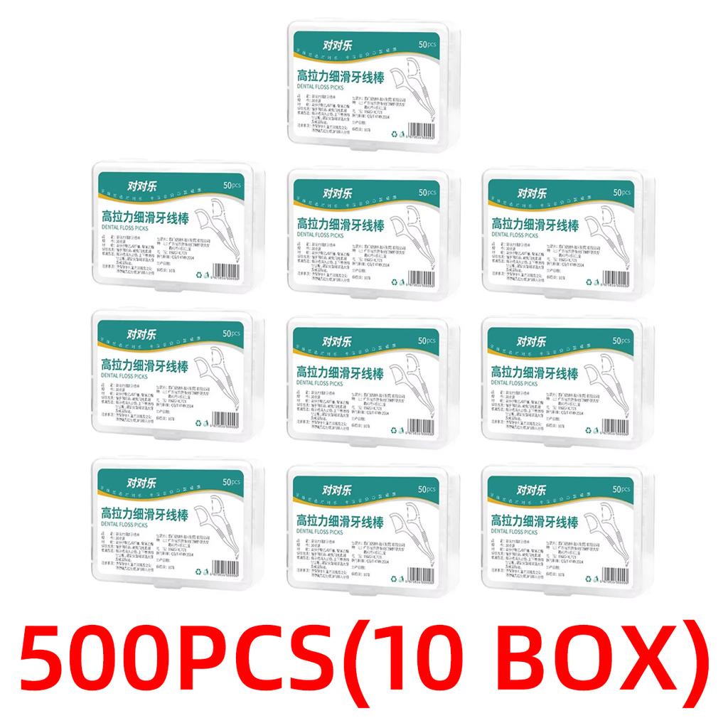 Disposable Plastic Toothpick Dental Floss, High Tensile And Smooth Dental Floss Stick, Portable Dental Floss Box, 50 Pack