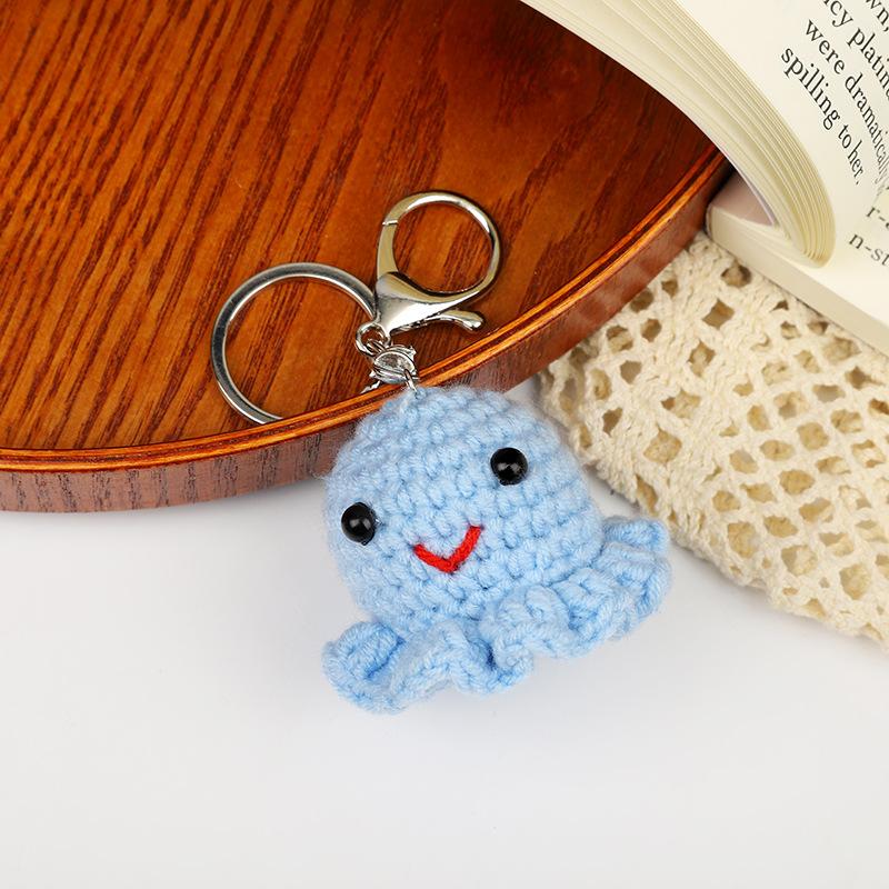 Creative Animals Keychain Hand Knitted Small Pendant Room Decor Handmade Wool Knitted Rabbit Sheep Keychain Christmas Gifts