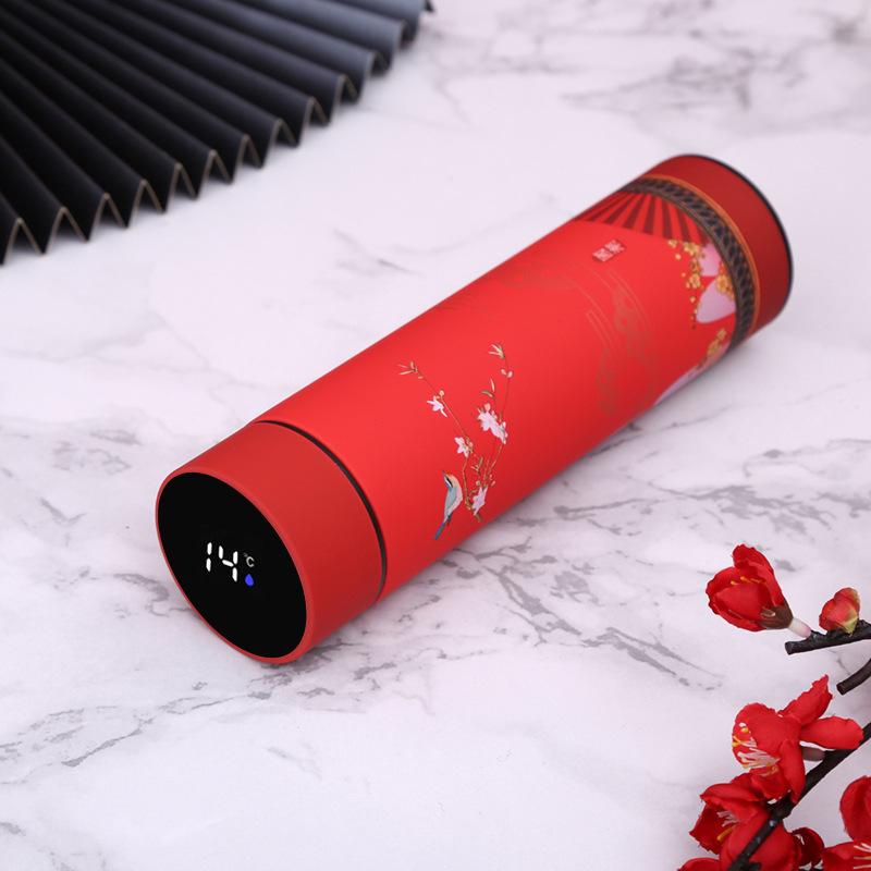 Stainless Steel Thermos Cup Large Capacity Warm Water Cup Portable Tea Cup for Men Women Chinese 500ml красный