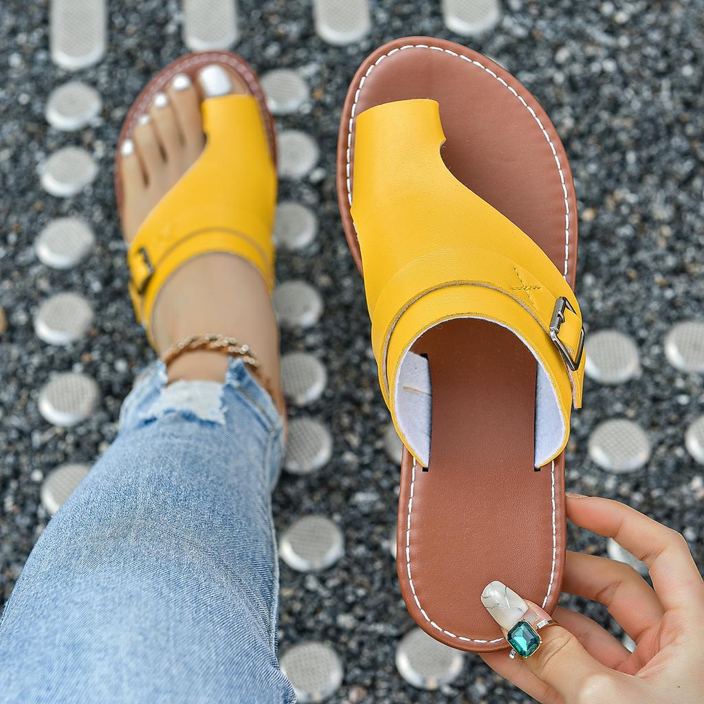 2025 Summer New Large Women's Shoes Toe Covering Fashion Flat Heel Casual Women's Sandals and Slippers