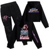 Girls Clothing Sets Kpop Witch Hunt Girls' Half Waist Short Hoodie Single and Double Sleeve Printed Casual Set