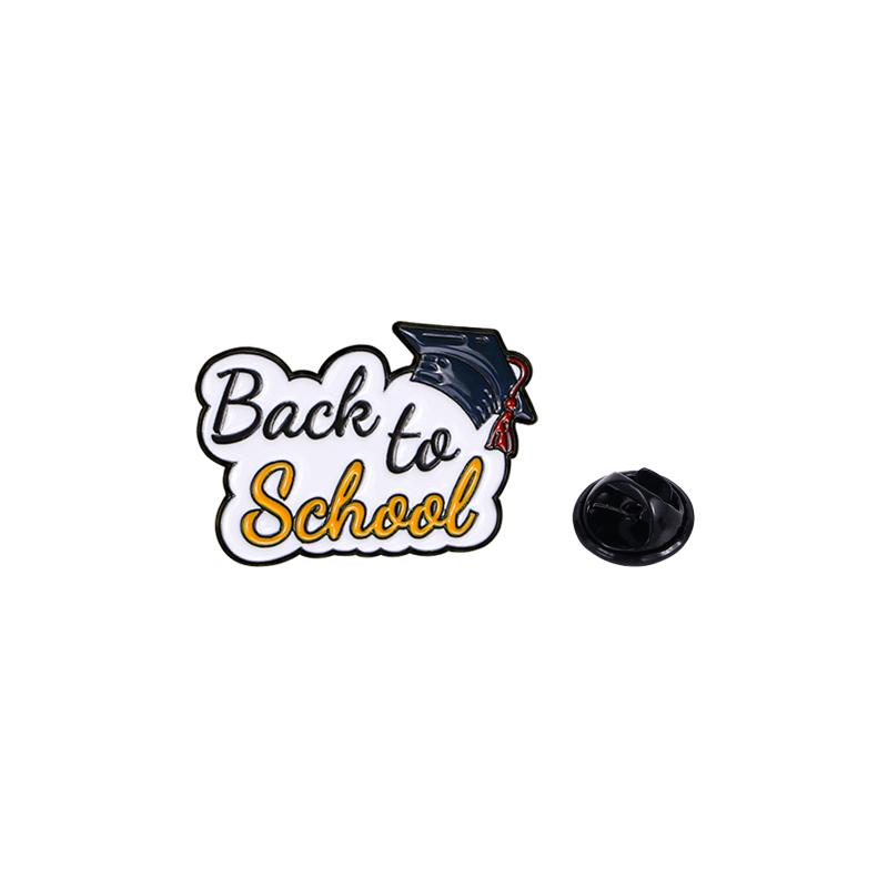 Colorful Back To School Collection Enamel Brooches Doctor's Hat Pens Happy First Day Pins Gift For Teacher Students