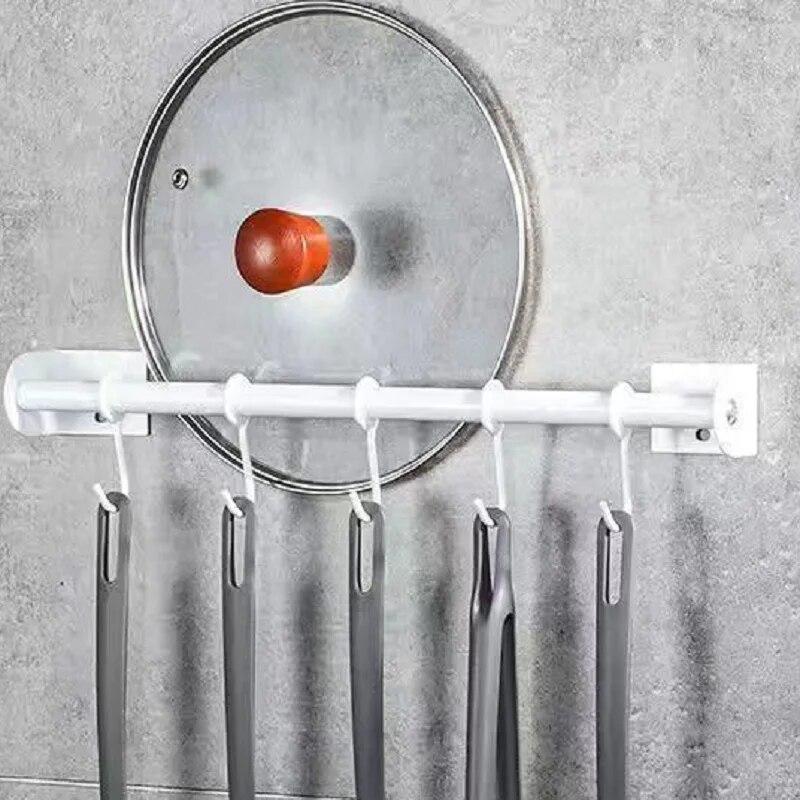 

Держатели для кухни, белый крючок, стеллажи из неперфорированной нержавеющей стали, толстая подвесная штанга, настенная лопатка, ложка, лопатка, подвесная стойка 50cm белый