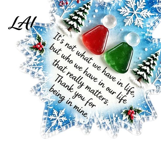 Holiday Window Ornaments Snowflake-Shaped Sea Glass Friendship Keepsake Christmas Ornament Acrylic Coastal Inspired Seasonal Home Accents