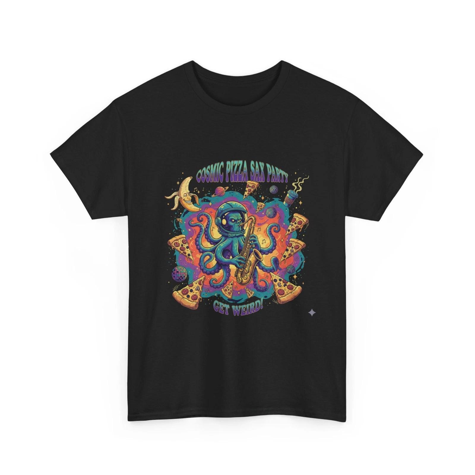Octopus Pizza Party T-Shirt | Retro Psychedelic Pizza Octopus Design, Cool party 2XL