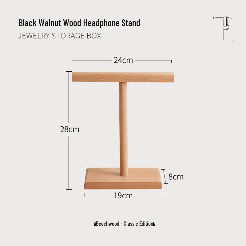 Black Walnut Headphone Stand: Wooden Desktop Organizer & Gaming Headset Holder