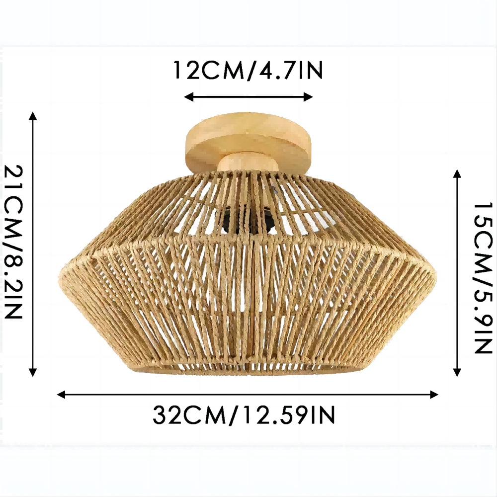 Vintage Woven Vine Ceiling Lamp - Industrial Style for Hallway, Living Room, Dining Room, Bedroom, Study