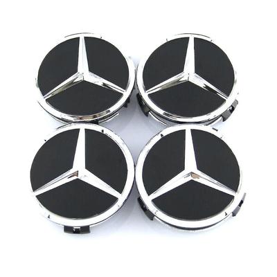 Černá/stříbrná středové krytky kol Mercedes Benz Znaky nábojů 60 mm 4 ks Pro W202 W203 W204 W208 W210