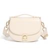 Retro Genuine Leather Saddlebag Women's Bag with Wide Shoulder Strap Versatile Casual Crossbody Small Trendy Bag