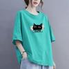 Cotton Short Sleeve T-shirt Women Loose Fashion Medium Sleeve Tops Summer Vintage T-Shirt