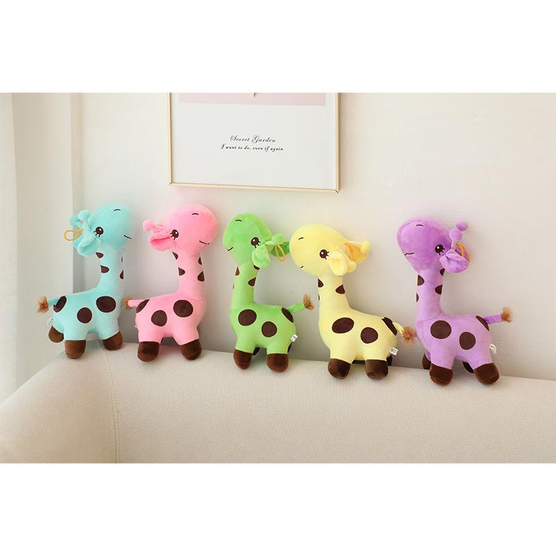 Cute Standing Giraffe Stuffed Doll Colorful Happy Cartoon Plush Toy Appeasing Animal Xmas Gift