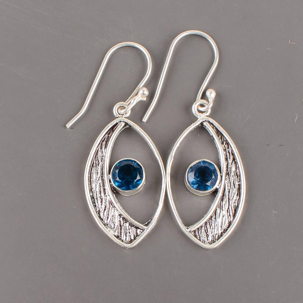 London Blue Topaz Gemstone 925 Sterling Silver Jewelry Drop/Dangle Earrings1.60" EE-61-10