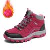 Unisex Peacock Blue Fleece Lined Boots Men Women Outdoor Non-Slip Hiking Shoes Thermal Thick Bottom Warm Climbing Sneakers