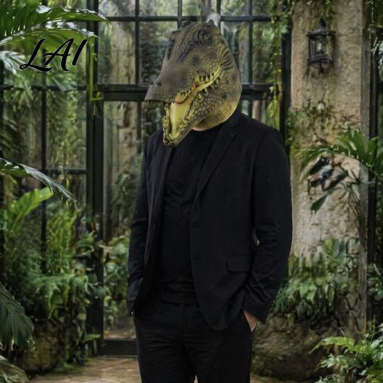 Maschera Comoda a Lunga Indossabilità Realistica Coccodrillo Lattice Testa Intera per Adulti Costume Animale Spaventoso Copricapo Elasticizzato con Prese d'Aria Traspiranti Halloween