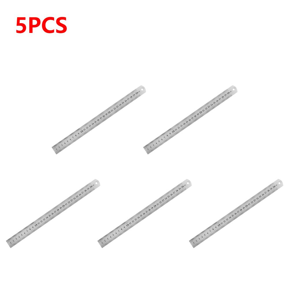 10-1Pcs 15-50cm Stainless Steel Metal Straight Ruler Ruler Tool Precision Double Sided Measuring Drafting Accessory Hand Tool