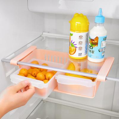Coș de depozitare retractabil pentru frigider Coș de tavă pentru frigider Cutie de depozitare multifuncțională retractabilă Coș de scurgere pentru fructe și legume