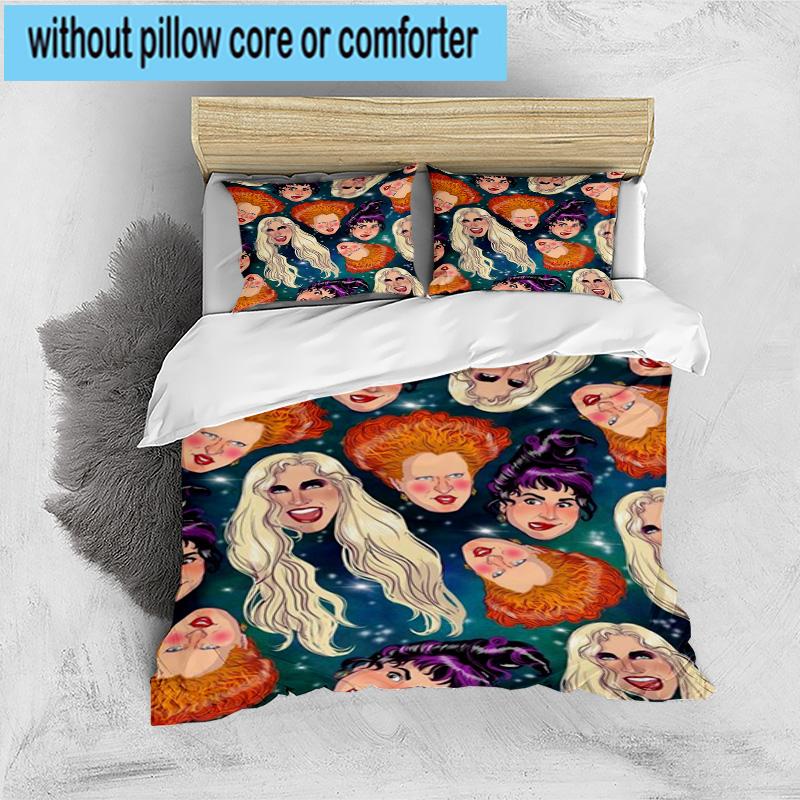 3PCS Halloween witches 3pcs Bedding,Including 3PCS Duvet Cover And 2pcs Pillowcases Perfect for Christmas,Ideal for Bedroom, Dormitory
