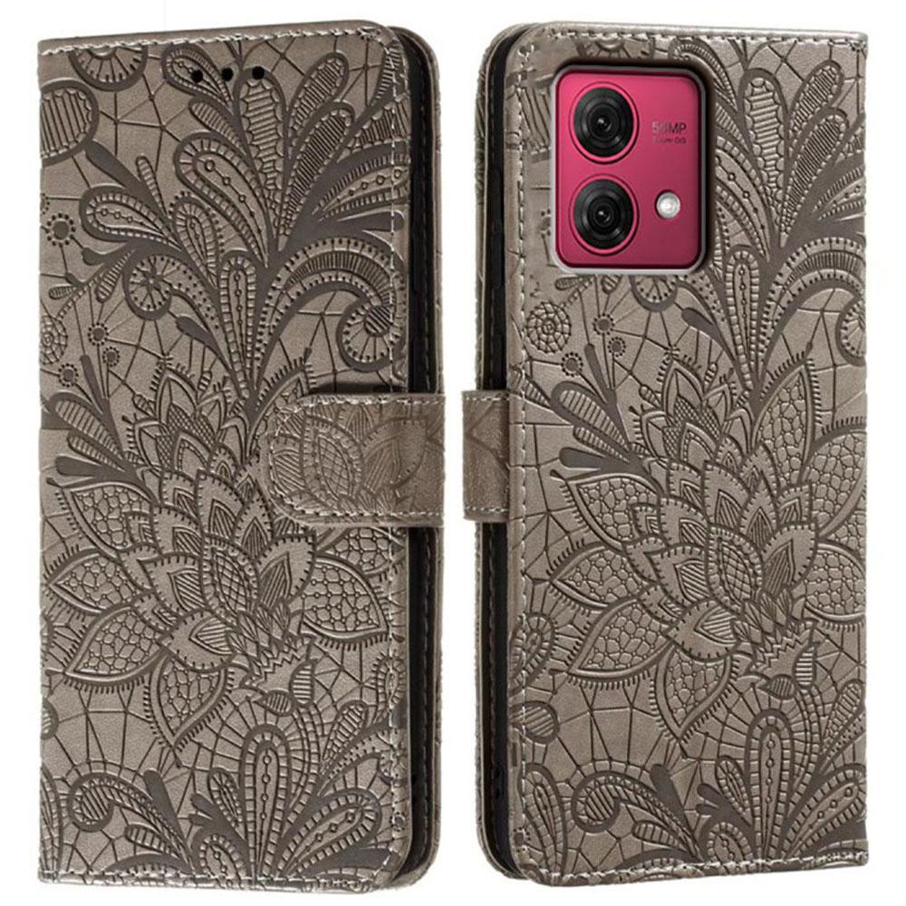 For Motorola Moto G84 5G Case Lace Flowers PU Leather Flip Wallet Phone Cover