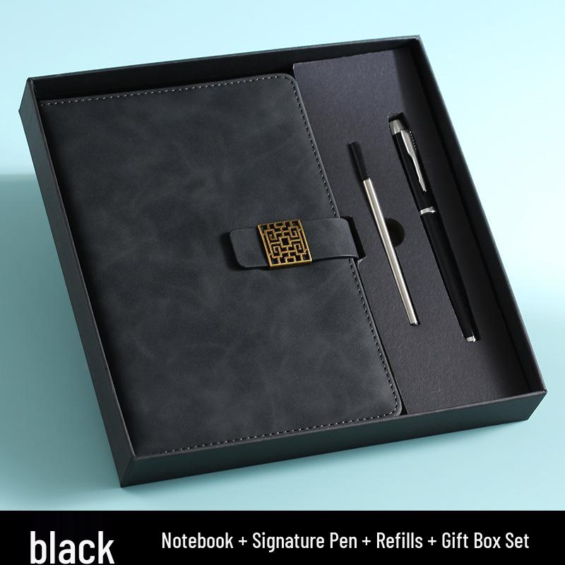 Custom Logo A5 Faux Leather Notebook Gift Set: Business Diary & Meeting Planner