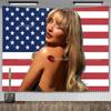 Cantante Pop Estadounidense Sabrina Carpenter Tapiz Rosa Bandera de EE. UU. Estética Decoración de Habitación Banderines Colgante de Pared Banderas para Hogar y Jardín