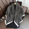 Classic Thousand Birds Grid Printed Silk Scarf 91cm Twill Scarf Fashion Versatile Double D Large Square Scarf Sunscreen Shawl Headscarf