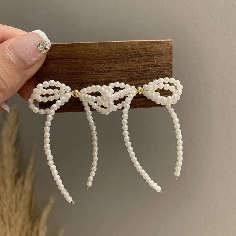 

1 Pair Of Classic Exaggerated Wind Gold Plated Heart Snake Shaped Diamond Bow Flowers Long Tassels Fashion Super Fairy Earrings