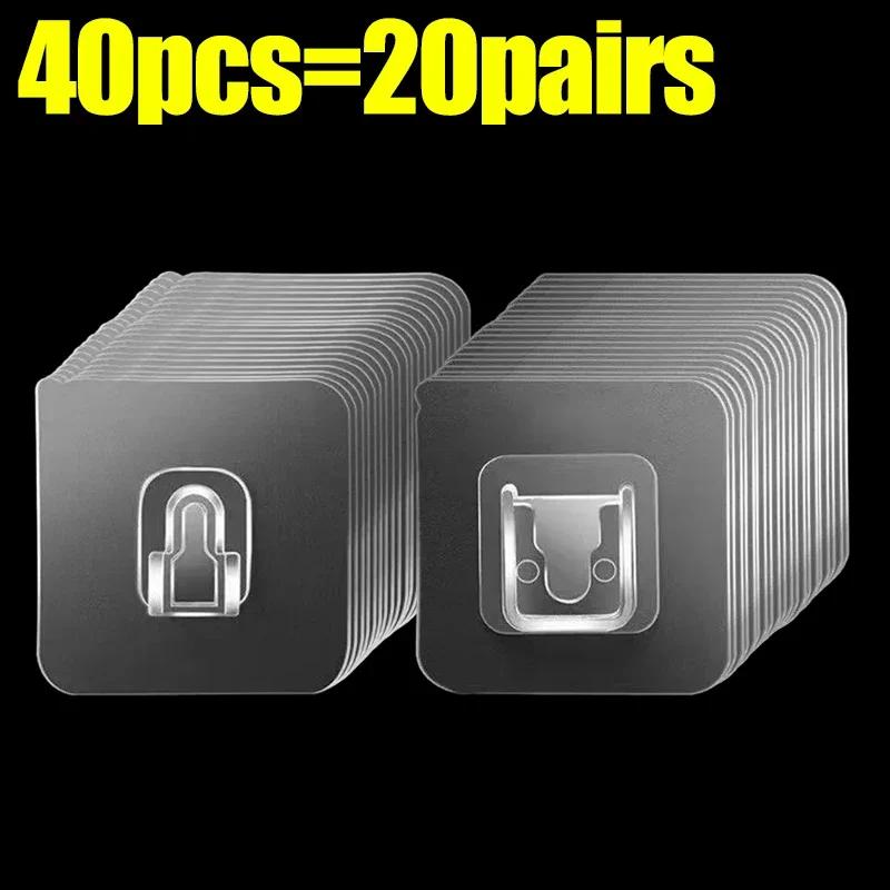 Double Sided Self Adhesive Hooks Buckle Transparent Traceless Wall Hook Suction Cup Plug Storage Holder for Kitchen Bathroom