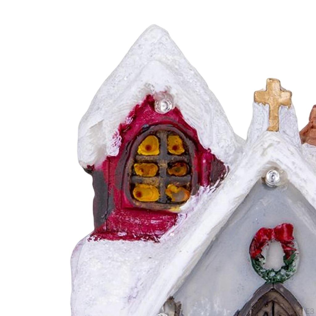 LED House Lighted Up Snow Covered Xmas Buildings