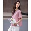 Demana Damen Leinenmischung Bluse mit Puffärmeln