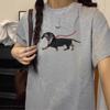 White Round Neck Cotton Short-sleeved Women's T-shirt Summer New American Trendy Brand Puppy Print Casual Loose Top