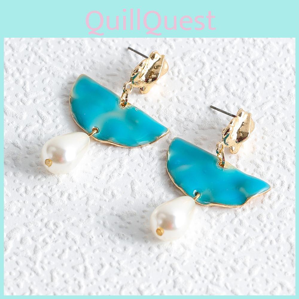 Unique Geometric Pearl Drop Earrings For Women Trendy And Stylish Summer Accessories Fashion