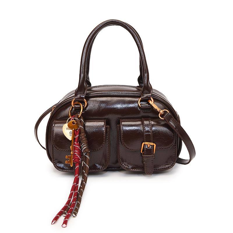 

Сумка-подушка женская осенне-зимняя ретро сумка для通勤 и плечевая сумка темно-коричневого