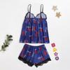 Women Casual Sleepwear Set V Neck Sling Shorts Polka Dot Printed Sexy and Letter Loungewear Vest