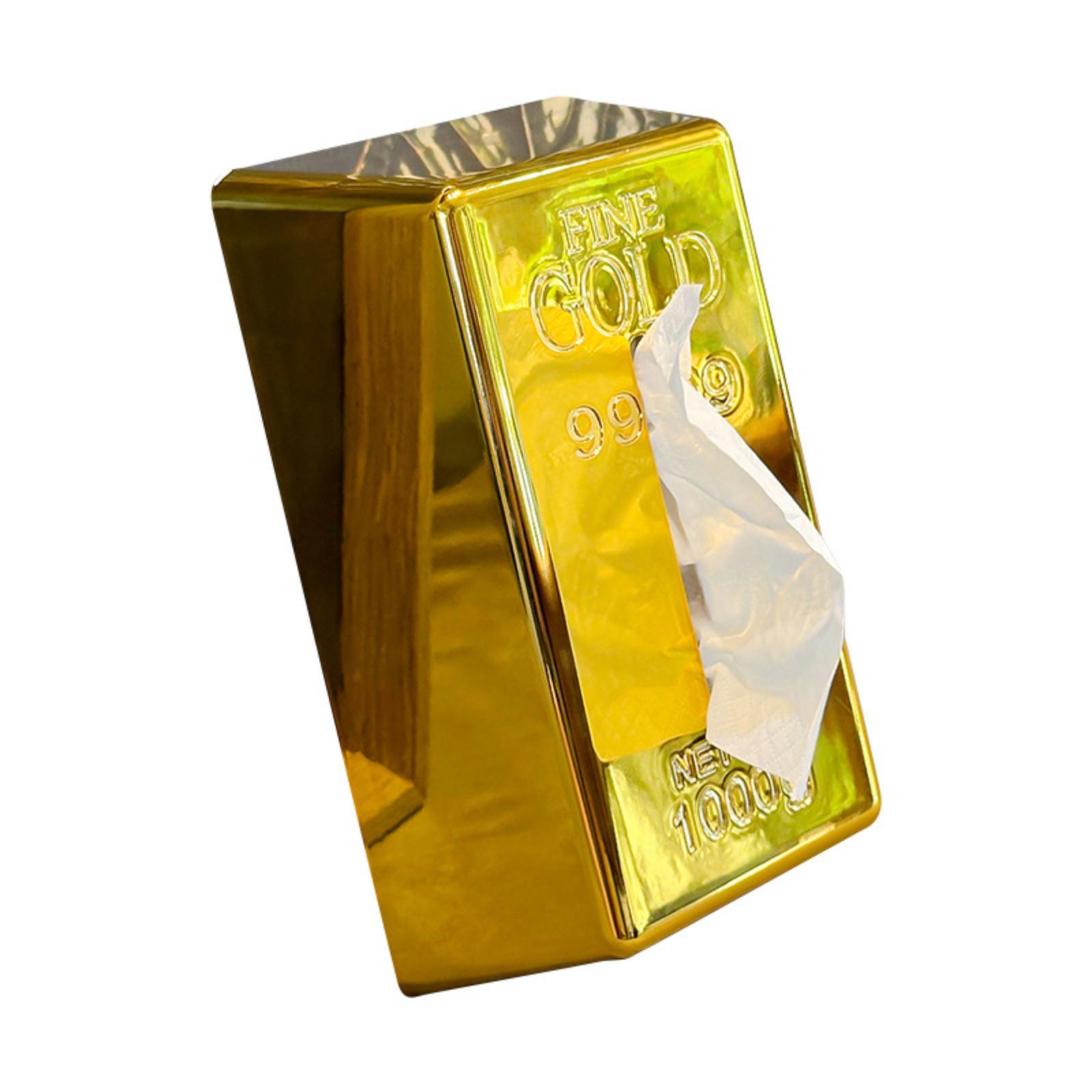 Creative Desktop Tissue Box Holder Gold Bar Design Decorative Paper Towel Dispenser for Home Office Tabletop Accessory one size