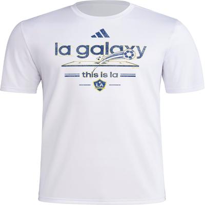 Adidas Mens Los Angeles Galaxy Vintage World Pre-Game Short Sleeve T-Shirt