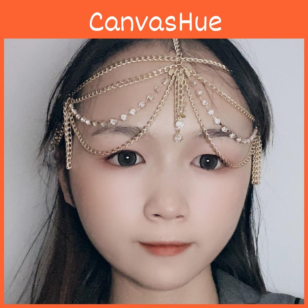 Elegant Rhinestone Multi Layer Chain Tassel Design Women Headwear Jewelry