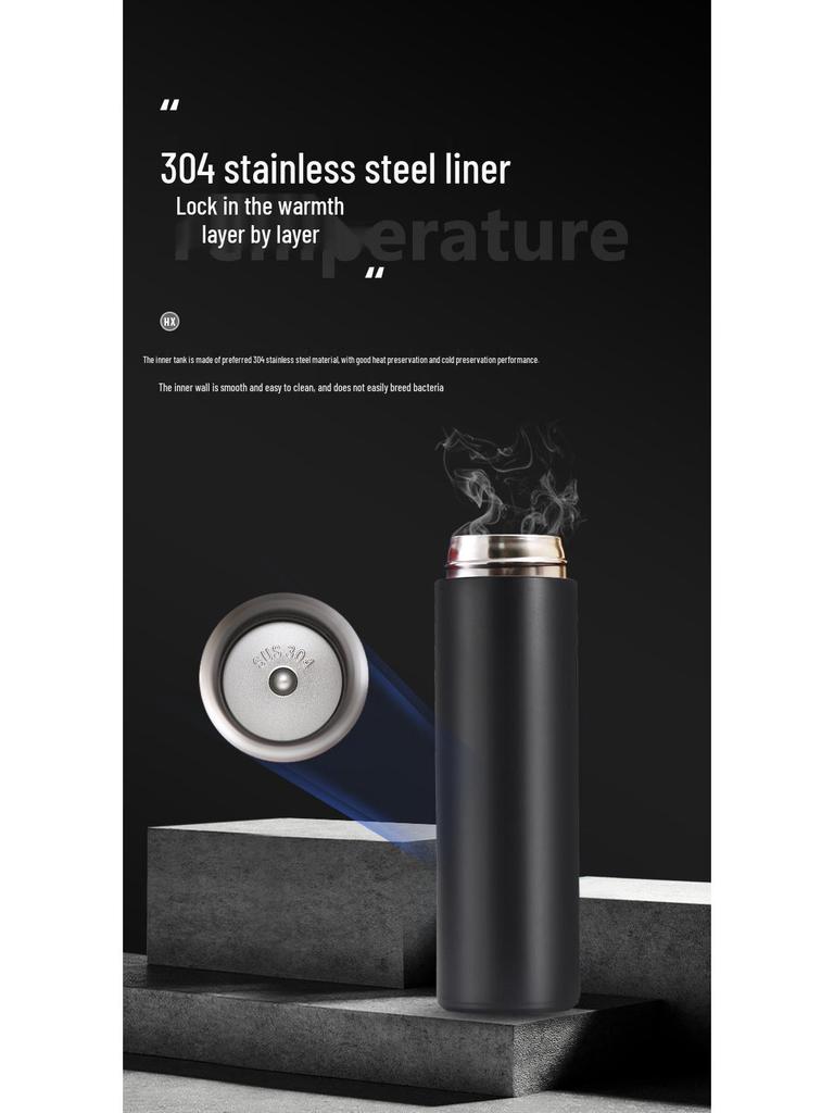 Smart termosmugg i 304 rostfritt stål: Dubbelväggig vakuumdesign med temperaturdisplay, idealisk för affärs- och kontorsbruk, anpassningsbar logotyp.