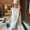 Irregular Loose Fit Knitwaer Off Shoulder Cape Blouse Casual  Cover Up Solid Color Knitted Blouses Sheer Knit Poncho Top Elegant Layering Clothing