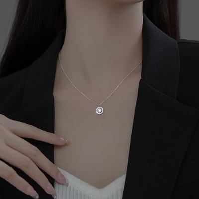 Moda Yeni 925 Ayar Gümüş Yuvarlak Kolye Elmas Kolye Köprücük Kemiği Zinciri Kadın Moda Takı Düğün Hediyesi İçin