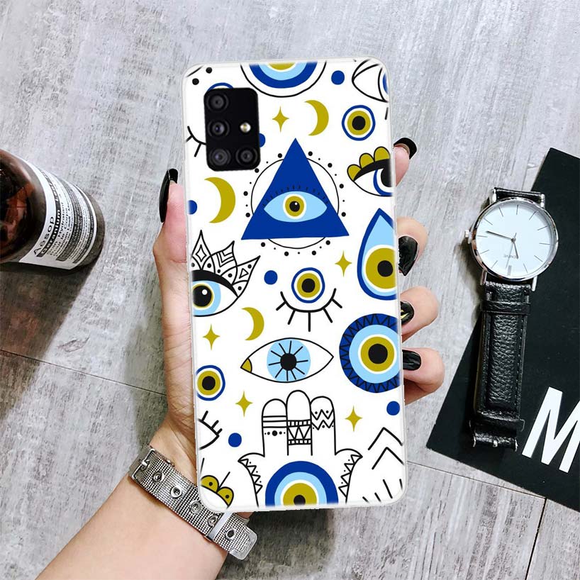 Lucky Blue Evil Eye Phone Case For Samsung Galaxy A14 A15 A13 A12 A54 A55 A53 A52 A04S A24 A25 A23 A22 A34 A35 A33 A32 A03S A02S