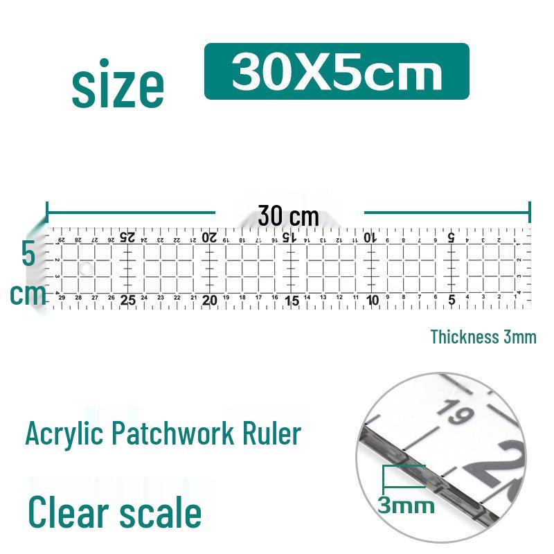 Acrylic Patchwork Ruler Set: Inch-Centimeter Tailor, Cutting, Drawing, and DIY Engraving Tools.