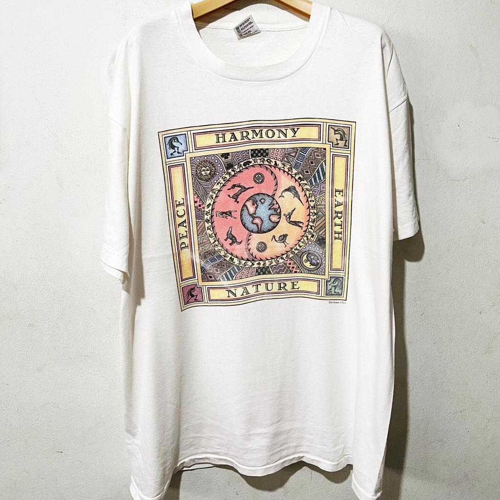 Vintage 1994 Human i Tees Harmony Peace Earth T-Shirt Size XL
